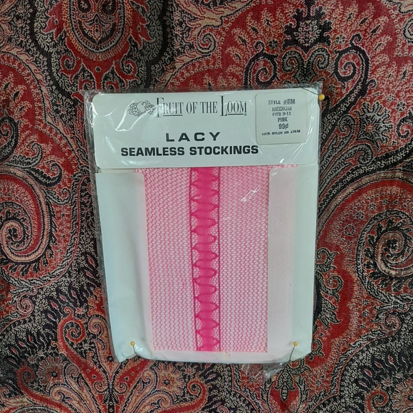 Vintage 1960s DS pink mod fishnet stockings 9 11 - Picture 1 of 5